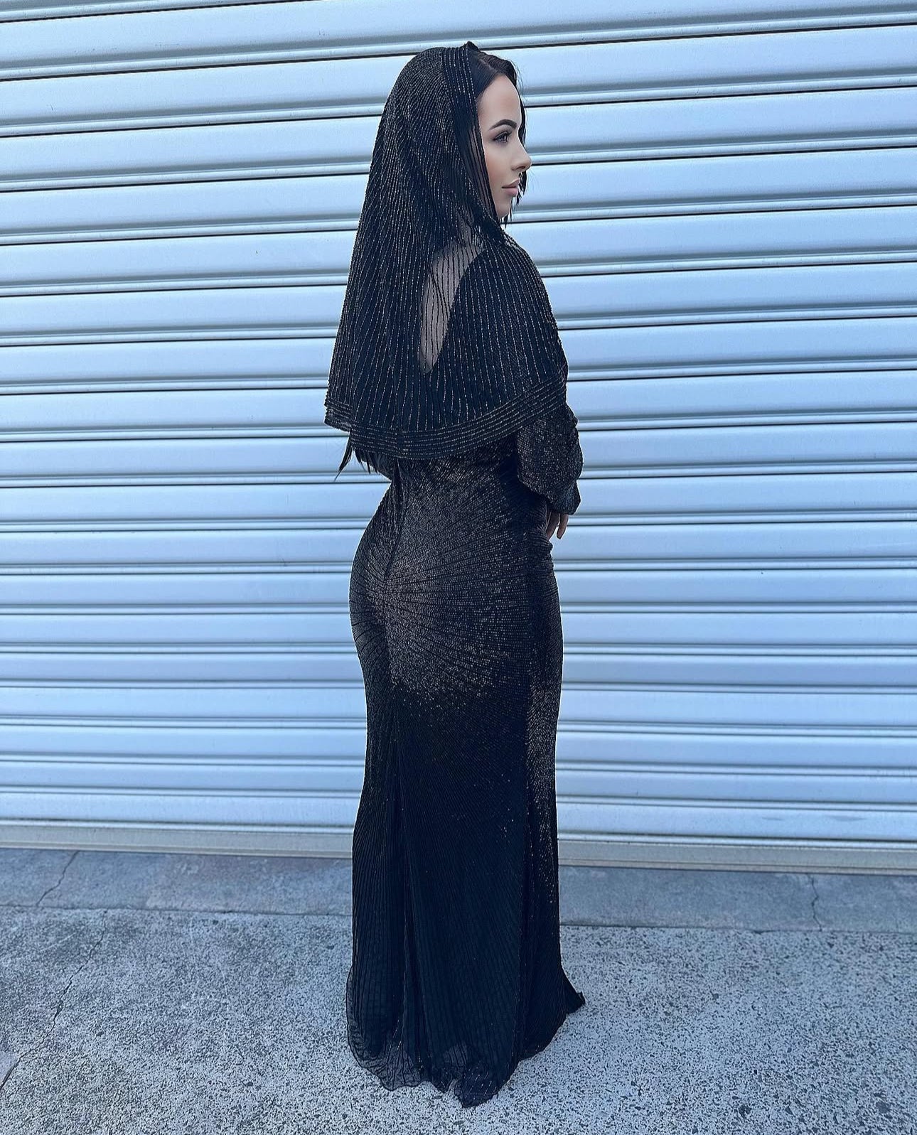 Mira black beaded