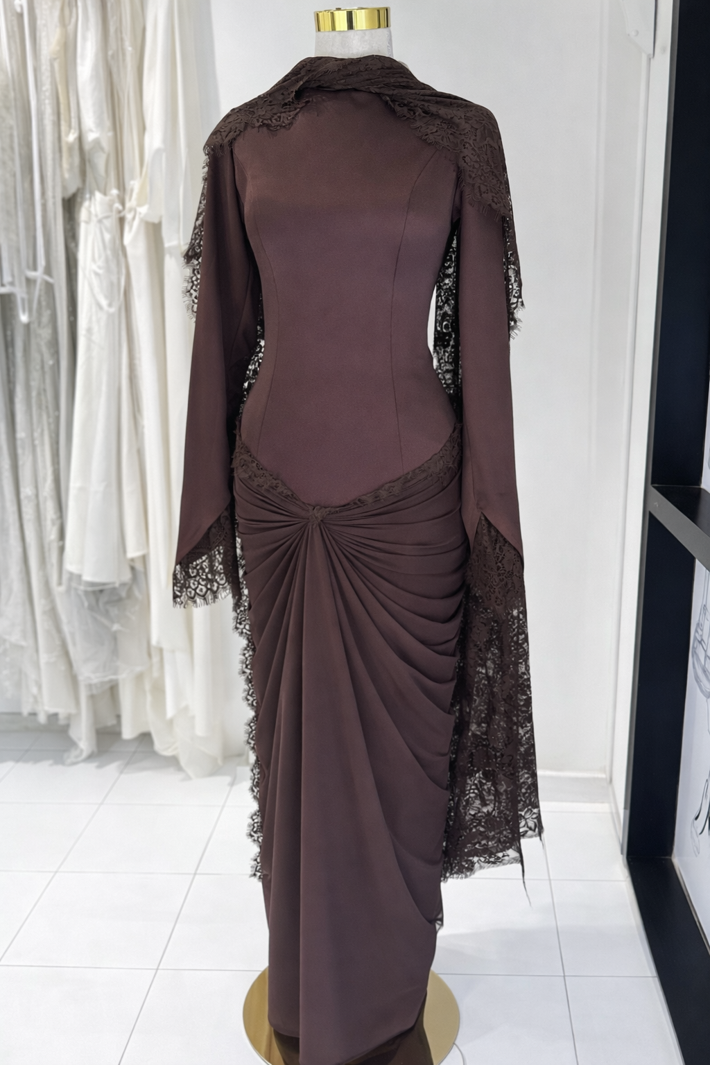 Velora brown with lace shawl
