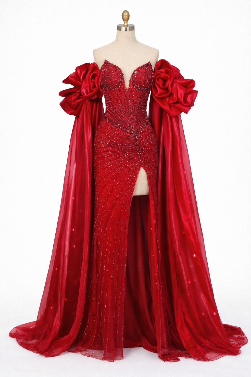 Rihanna beaded red with detachable cape