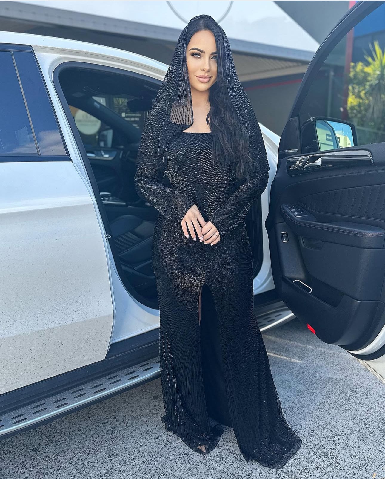 Mira black beaded