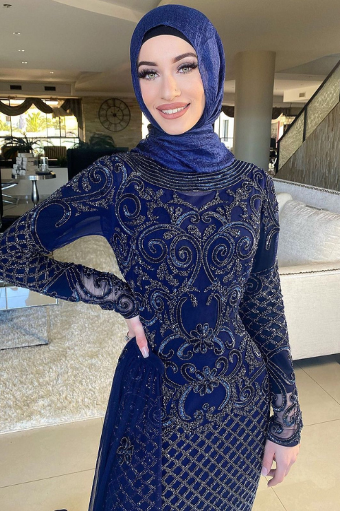 Huda Navy Beaded