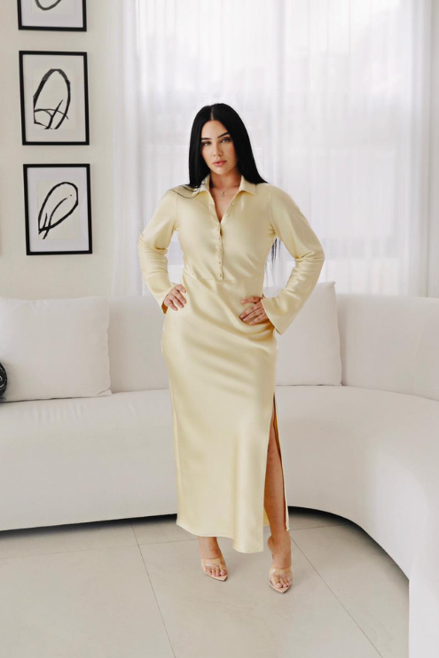 Georgina Satin Collared